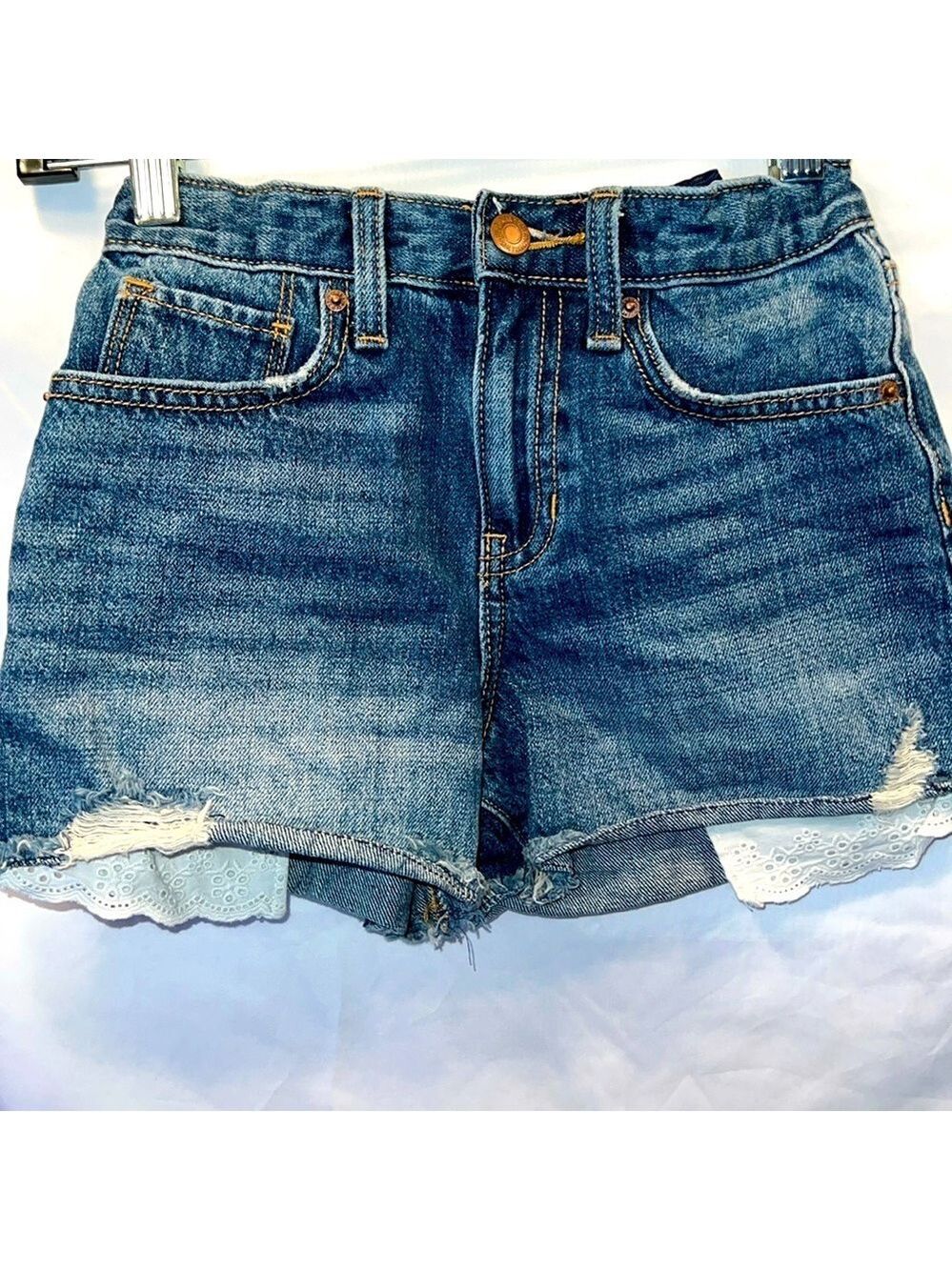 Old Navy Shorts, Size 10, Elastic Waist 11", Length 11", Distressed Look, (B10)
